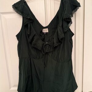 Universal Thread Dark Green Ruffled Blouse